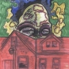 "HOUSEJACKER": DETROIT HAS GOTTEN SO BAD, INSTEAD OF SOME CRIMINAL BREAKING INTO PEOPLE'S HOUSES, THEY ARE STEALING THE WHOLE HOUSE!! THIS IS "HOUSEJACKER" CLAIM TO FAME AND HAS NO PROBLEMS DEFENDING HIS REP!! 8 X 10. MIXED MEDIA. MCR 2007 COPYRIGHT.