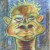 "BADEEPA.": HE HAS A FACE LIKE TURTLE AND A DISPOSITION TO MATCH. NOT ONLY IS HE ARGUMENTIVE, HE IS NEGATIVE, SHORT-SIGHTED AND STUPID. HE WALKS DOWN THE STREET EATING GRASS OUT OF PEOPLE'S LAWNS. 8x10. MIXED MEDIA. MATTHEW MCR ELLISON II 2007 COPYRIGHT.