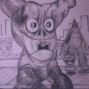 "THE D.O.T BUS STOP AT GRATIOT AND WOODWARD." GRAPHITE. 18 X 24. 2000 COPYRIGHT MATTHEW MCR ELLISON II.-(CLOSE UP)